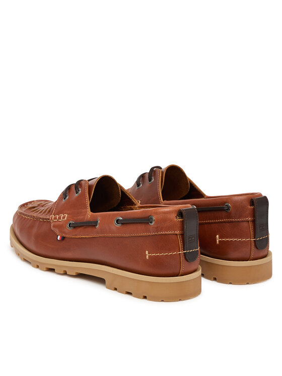 Tommy Hilfiger Zapatos hasta el tobillo Tommy Hilfiger Hilfiger Braided Lth Boat Shoe FM0FM05892 Marrón