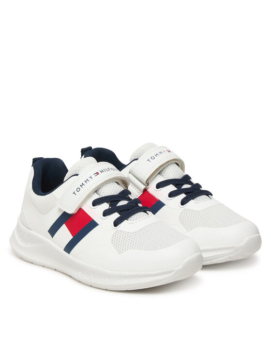Tommy Hilfiger Laisvalaikio batai Tommy Hilfiger Flag Low Cut Lace-Up/Velcro T1X9-34369-1843 S Balta