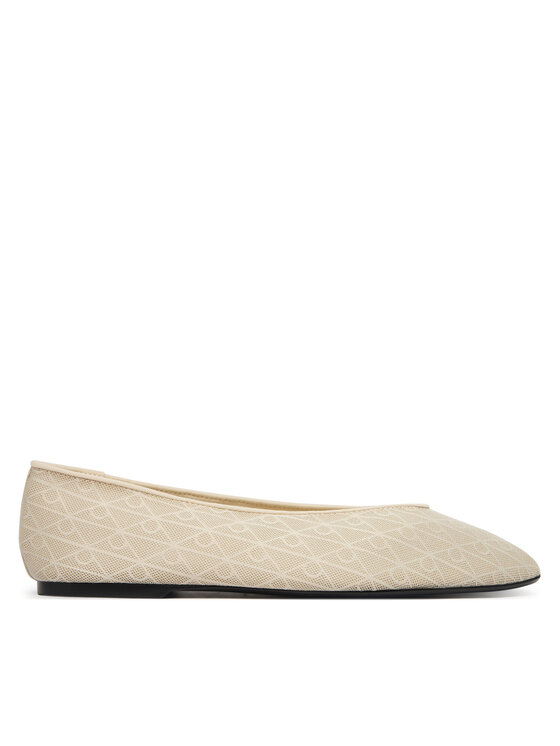 Calvin Klein Balerini Calvin Klein Square Ballerina Aop Mesh HW0HW02937 Écru