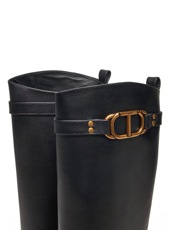 TWINSET Kozačky ve vojenském stylu TWINSET 242TCP092 Černá