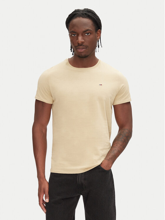 Tommy Jeans Tommy Jeans Marškinėliai DM0DM04411 Smėlio Slim Fit