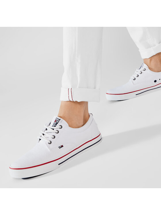 Tommy Jeans Πάνινα παπούτσια Tommy Jeans Textile Sneaker EM0EM00001 Λευκό