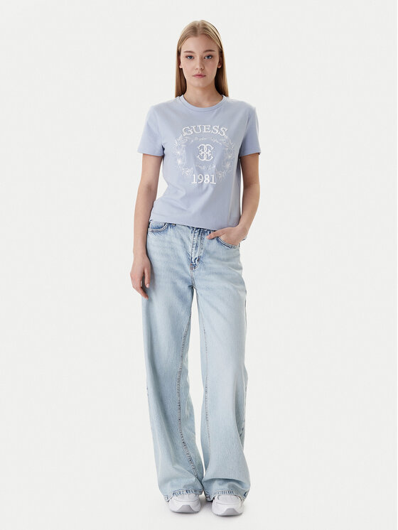 Guess Guess Camiseta V6RI12 J1314 Celeste Regular Fit