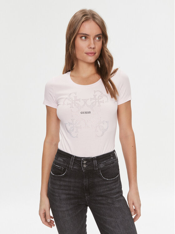 Guess Guess Футболка W4RI35 J1314 Рожевий Slim Fit