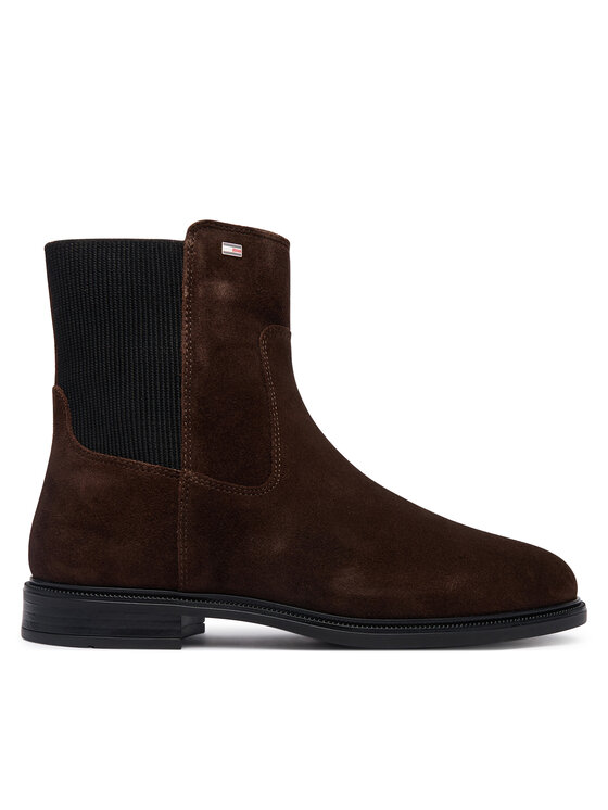Tommy Hilfiger Chelsea Tommy Hilfiger Enamel Flag Suede Ankle Chelsea FW0FW09575 Marrone