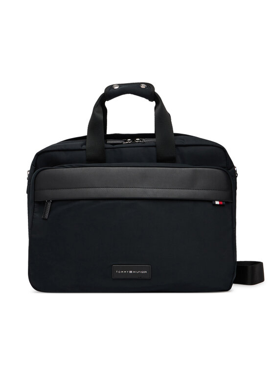 Tommy Hilfiger Nešiojamo kompiuterio krepšys Tommy Hilfiger Th Nylon Workbag AM0AM13619 Juoda