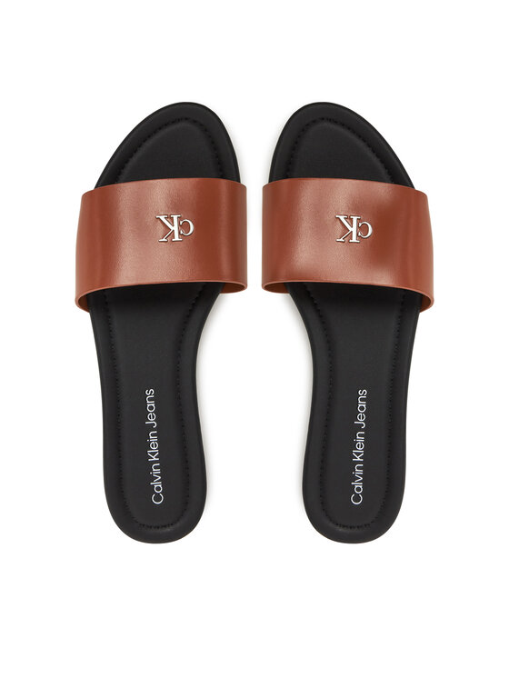 Calvin Klein Jeans Šlepetės Calvin Klein Jeans Flat Sandal Slide Mg YW0YW01697 Ruda
