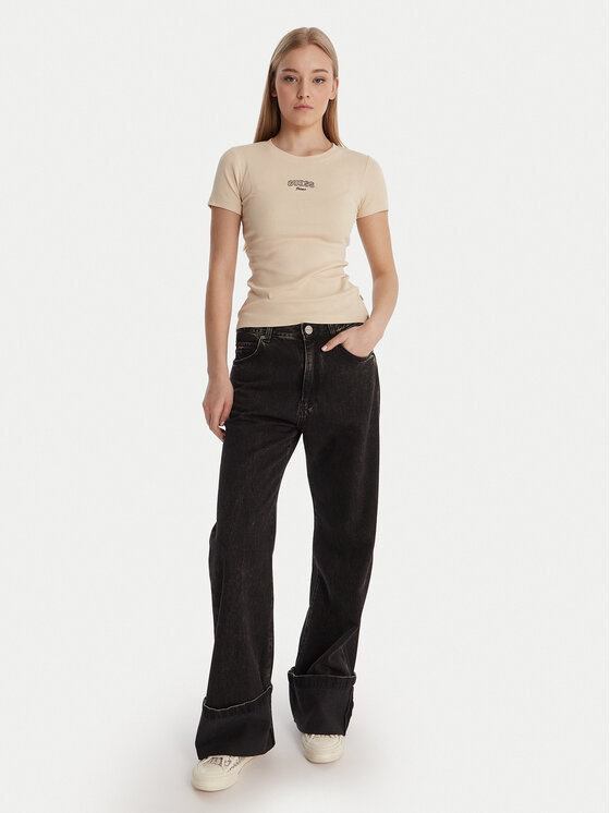Guess Jeans Guess Jeans Camiseta W6RP21 KA0H1 Beis Slim Fit