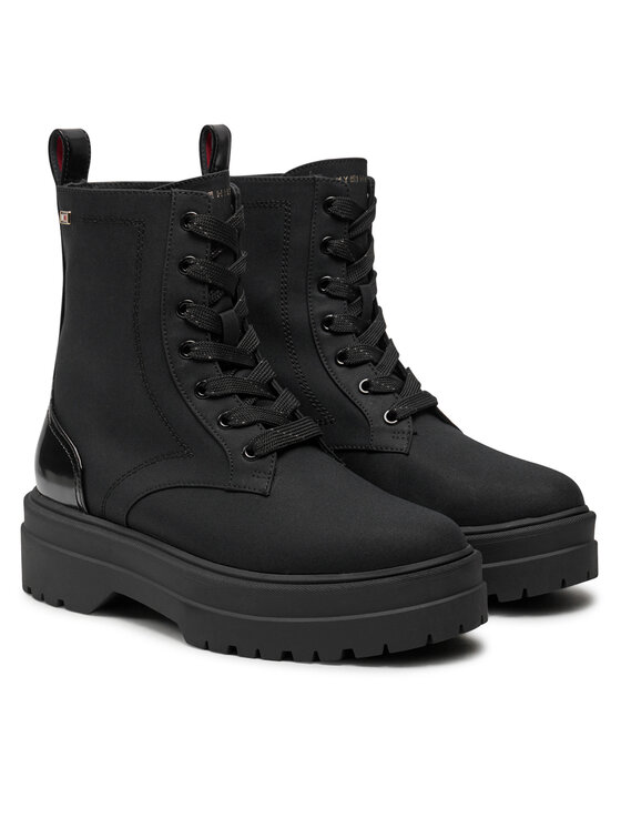 Tommy Hilfiger Planinarske cipele Tommy Hilfiger Flag Ventile Lace Up Boot FW0FW08287 Crna