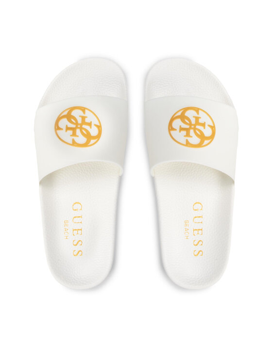 Guess Şlapi Guess 4G Logo Beach Slippers E2GZ01 BB00F Alb