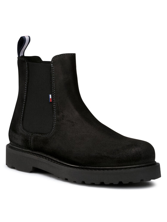 Tommy Jeans Gležnjarji Chelsea Tommy Jeans Suede Chelsea Boot EM0EM00544 Črna