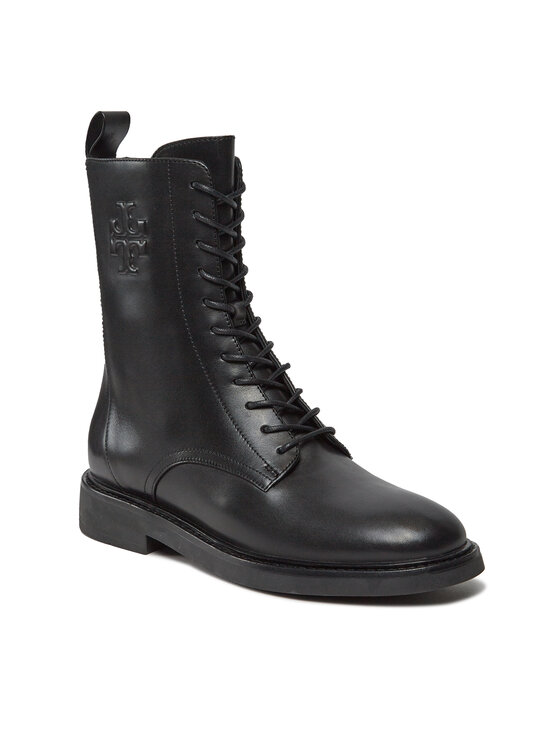 Tory Burch Čizme Tory Burch Double T Combat Boot 154336 Crna
