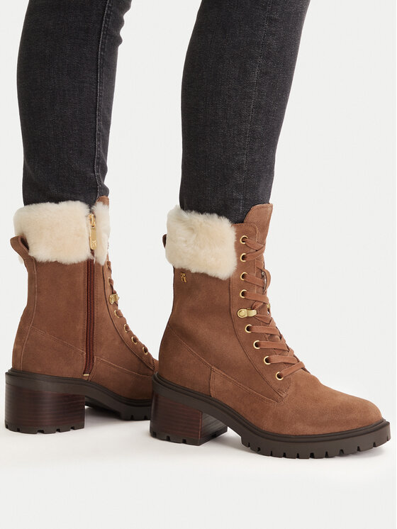 Tommy Hilfiger Trzewiki Tommy Hilfiger Th Shearling Lace Up Boot FW0FW08999 Brązowy