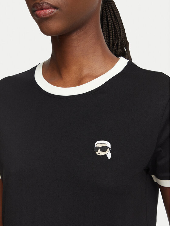 KARL LAGERFELD KARL LAGERFELD Camiseta Ikon Patch A3W17078 Negro Slim Fit