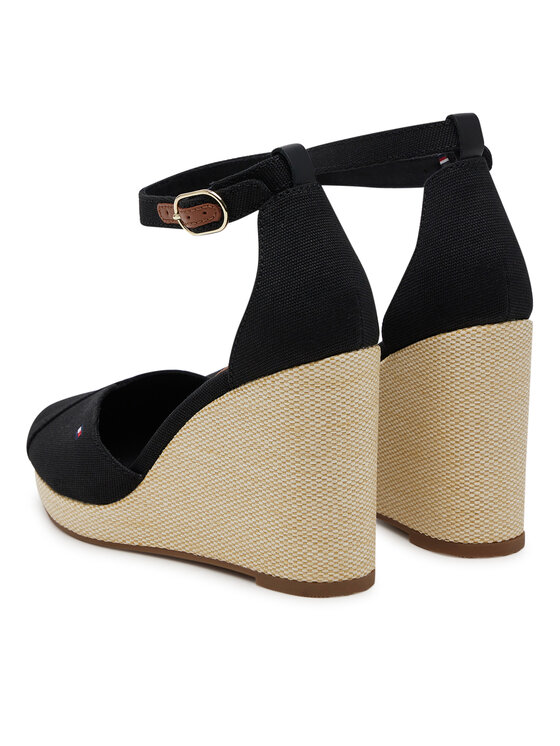 Tommy Hilfiger Poltopánky Tommy Hilfiger Flag High Wedge Espad Closed Toe FW0FW08494 Čierna