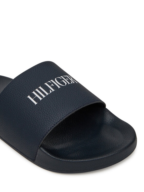 Tommy Hilfiger Šľapky Tommy Hilfiger Hilfiger Print Tumble Pool Slide FM0FM05505 Tmavomodrá