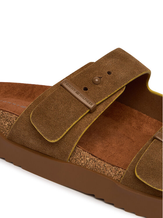 Tommy Hilfiger Iešļūcenes Tommy Hilfiger Cork Adjustable Suede Sandal FM0FM05869 Brūns