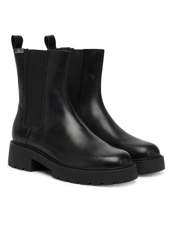 Calvin Klein Jeans Jātnieku stila puszābaki Calvin Klein Jeans Combat Mid Chelsea Boot Hw Lth YW0YW01869 Melns