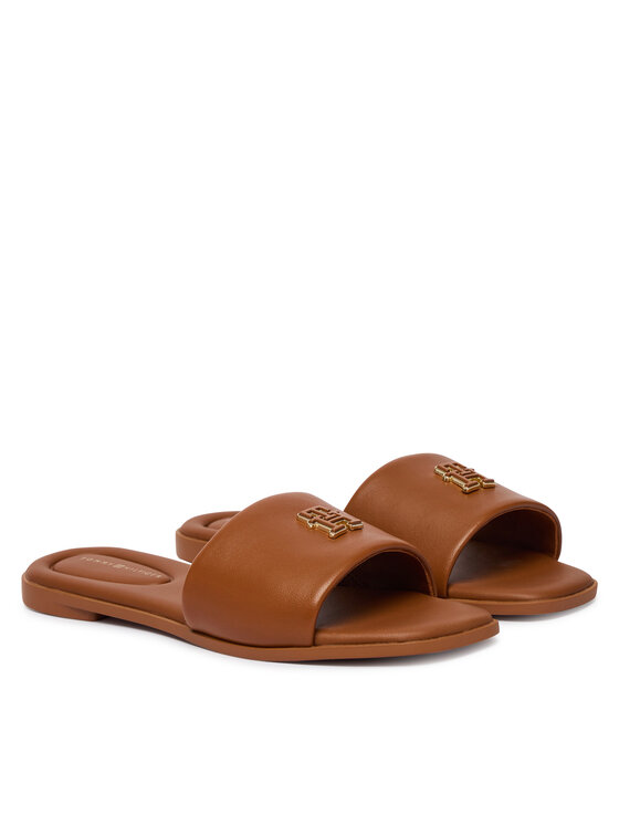 Tommy Hilfiger Iešļūcenes Tommy Hilfiger Th Logo Hardware Leather Mule FW0FW09292 Brūns