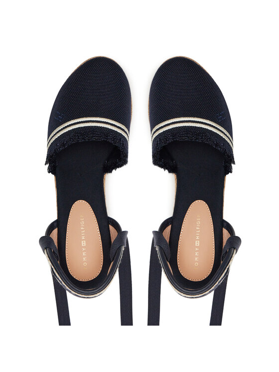 Tommy Hilfiger Espadrile Tommy Hilfiger Fringe Canvas High Wedge FW0FW08878 Bleumarin