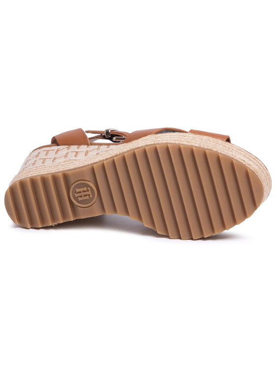 Tommy Hilfiger Espadrilles Tommy Hilfiger Th Raffia High Wedge Sandal FW0FW04842 Barna