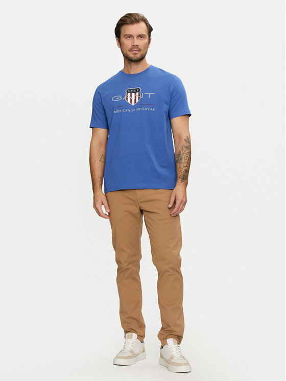 Gant Gant Majica Archive Shield 2003199 Modra Regular Fit