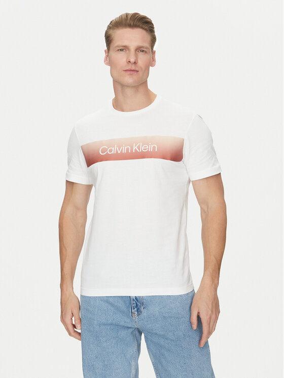 Calvin Klein Calvin Klein Marškinėliai Linear Ombre K10K114163 Balta Regular Fit