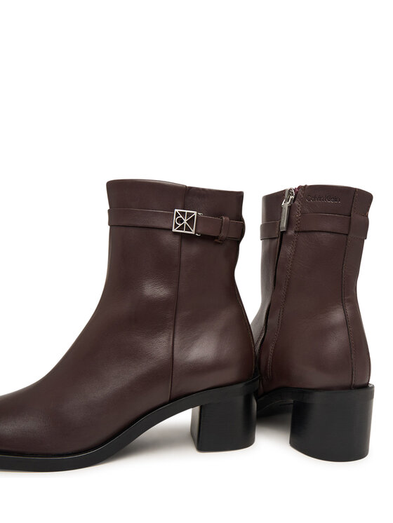Calvin Klein Škornji Calvin Klein Block Heel Ank Boot Lth Hdw HW0HW03171 Rjava