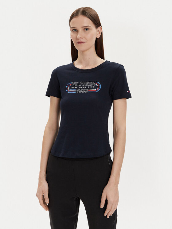 Tommy Hilfiger Tommy Hilfiger T-shirt Archive Track WW0WW41203 Blu scuro Slim Fit