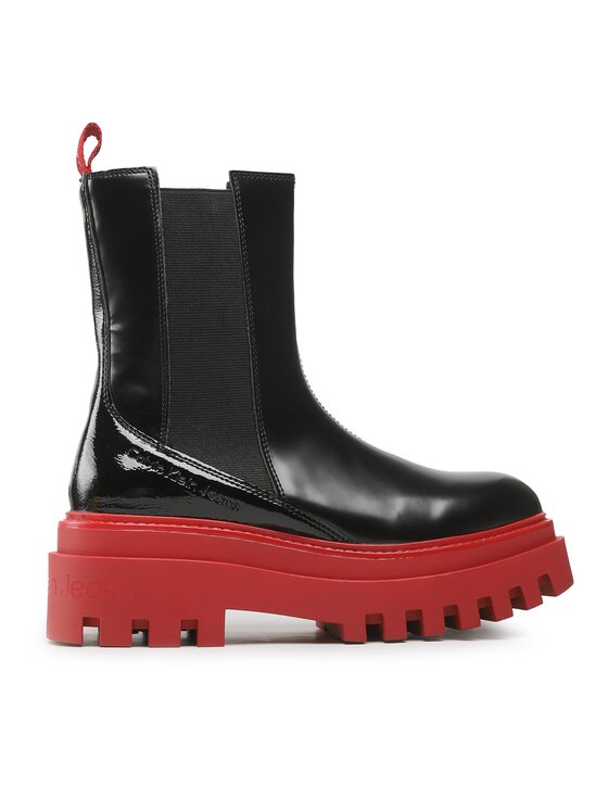 Calvin Klein Jeans Štibletai Calvin Klein Jeans Flatform Chelsea Boot YW0YW00850 Juoda