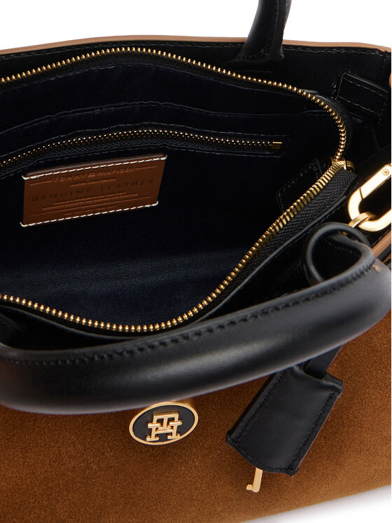 Tommy Hilfiger Дамска чанта Tommy Hilfiger American Icon Mini Tote Suede Le AW0AW18202 Светлокафяв