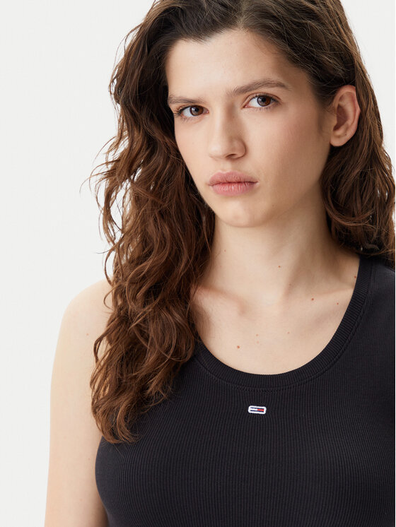Tommy Jeans Tommy Jeans Felső Essential DW0DW20673 Fekete Slim Fit