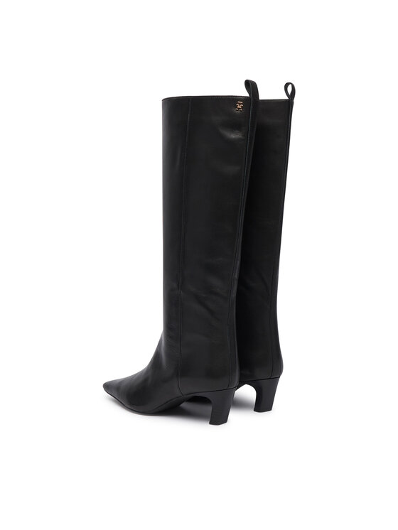 Tommy Hilfiger Csizma Tommy Hilfiger Kitten Heel Leather High Boot FW0FW09568 Fekete