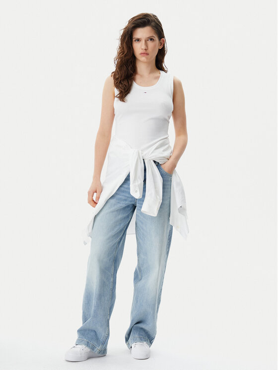 Tommy Jeans Tommy Jeans Top Essential DW0DW20673 Blanco Slim Fit
