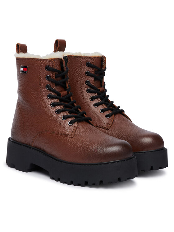 Tommy Jeans Gležnjarji Tommy Jeans Tjw Platform Boots Wl EN0EN03159 Rjava
