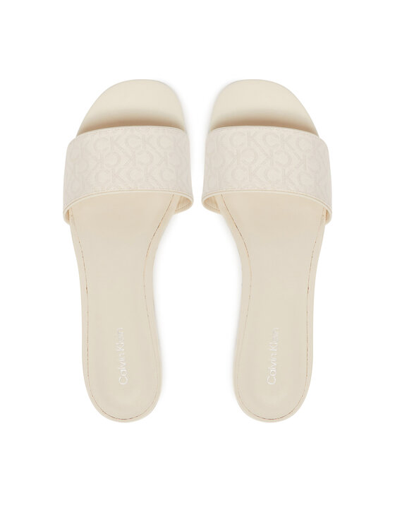 Calvin Klein Klapki Calvin Klein Flat Slide Jacq HW0HW02388 Écru