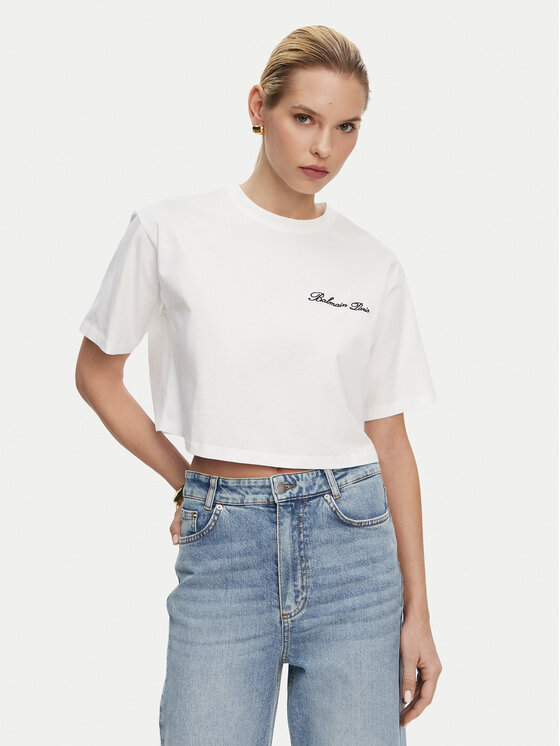 Balmain Balmain Футболка DF1EE020BC78 Білий Regular Fit