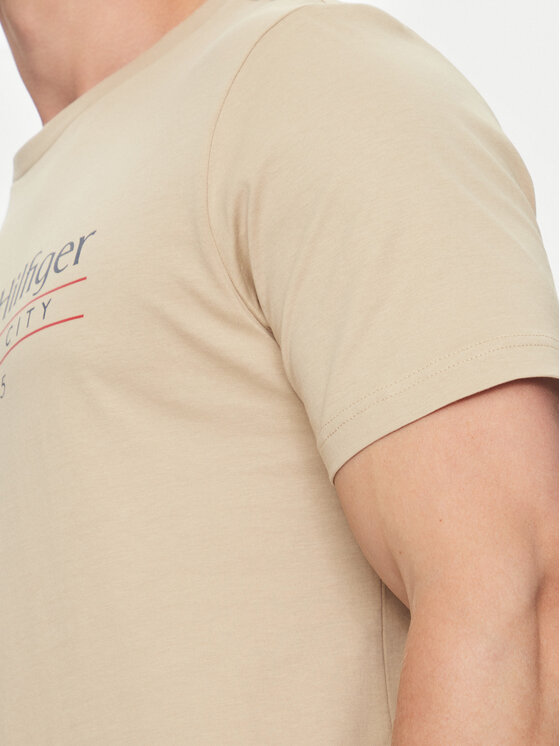 Tommy Hilfiger Tommy Hilfiger Majica Center Stack MW0MW38621 Bež Regular Fit