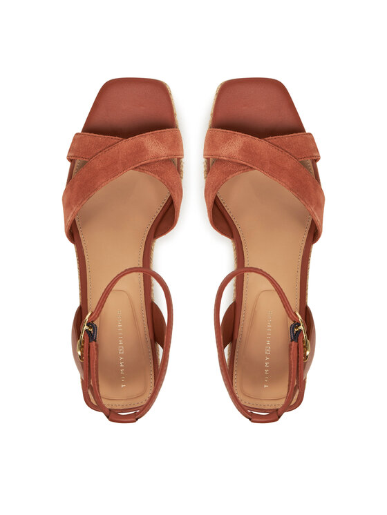 Tommy Hilfiger Alpargatas Tommy Hilfiger Leather & Suede Mid Wedge Espad FW0FW08804 Marrón