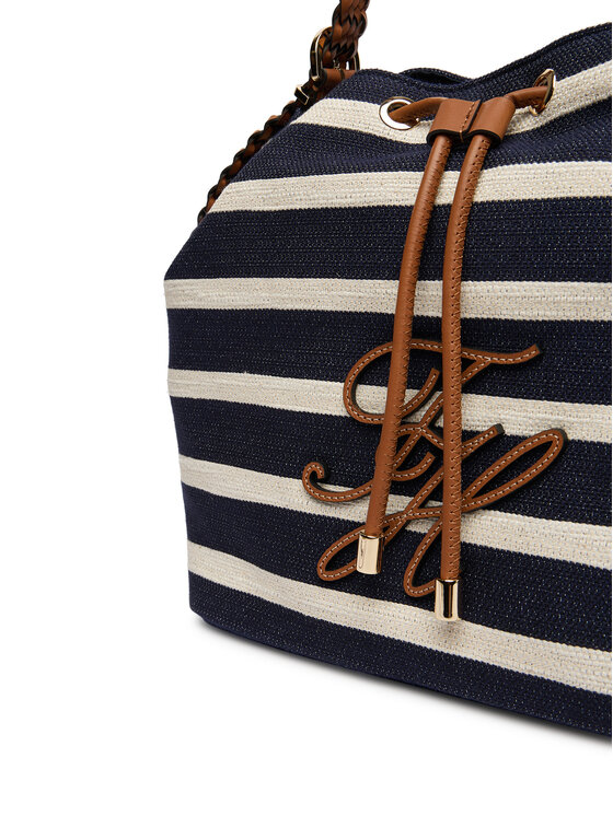 Tommy Hilfiger Ročna torba Tommy Hilfiger Th Elev Summer Bucket Stripe AW0AW18401 Mornarsko modra