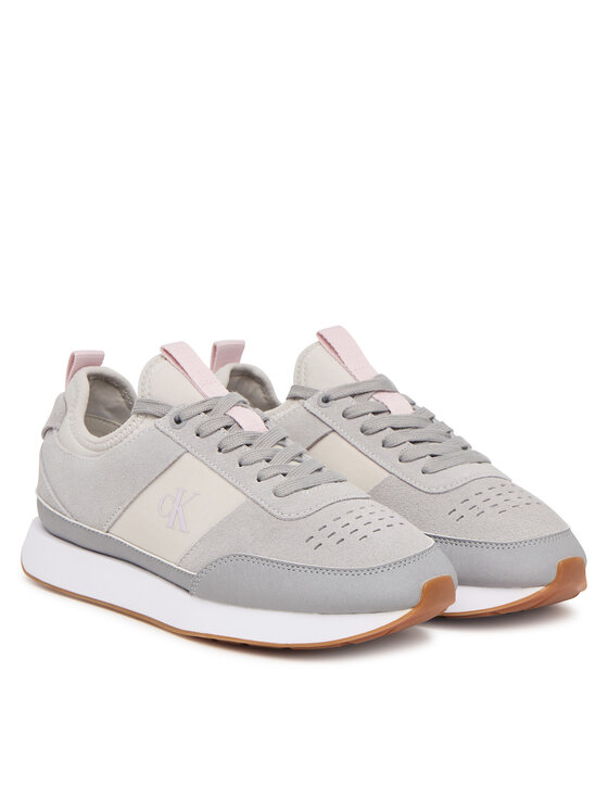 Calvin Klein Sneakersy Calvin Klein Retro Runner Sock Laceup Neo Mix HW0HW03250 Sivá