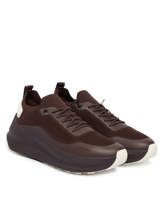 Calvin Klein Sneakersy Calvin Klein Chunky Runner Lace Up Sock Knit YW0YW02033 Hnědá