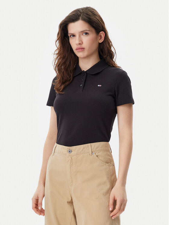 Tommy Jeans Tommy Jeans Polo majica Essential DW0DW20160 Črna Slim Fit