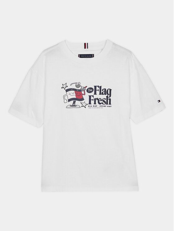 Tommy Hilfiger Tommy Hilfiger Póló Flag Fun KB0KB09354 M Fehér Regular Fit
