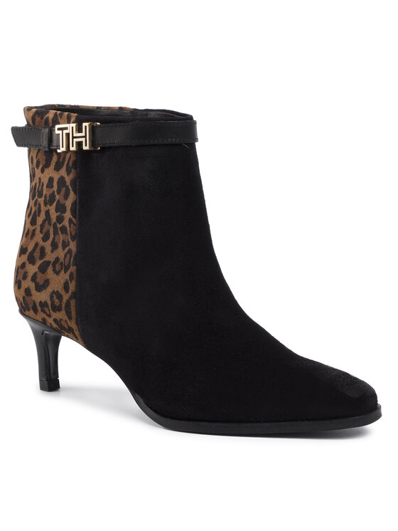 Tommy Hilfiger Botki Tommy Hilfiger Leo Print Bootie FW0FW04501 Czarny
