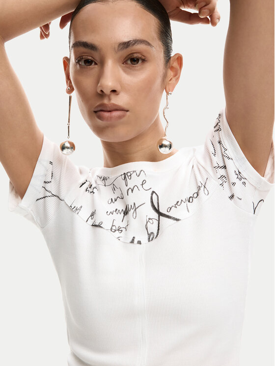 Desigual Desigual Póló Helsinki 26SWTK10 Krém Slim Fit