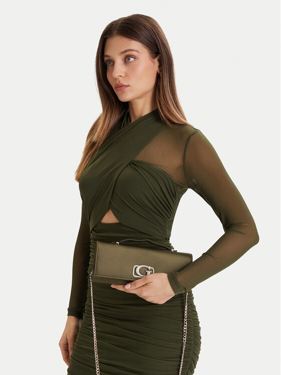 Guess Дамска чанта Guess Zalina Mini HWSG93 50720 Зелен