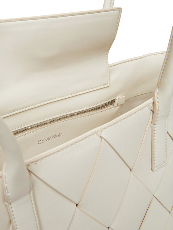 Calvin Klein Borsetta Calvin Klein Ck Woven Medium Shopper K60K612994 Bianco