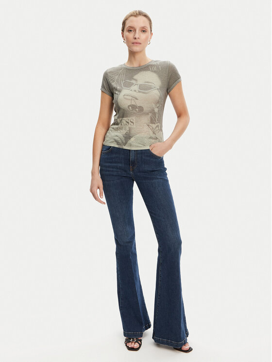 Guess Guess Majica W5YI36 KBYH0 Zelena Regular Fit