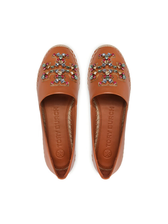 Tory Burch Еспадрильї Tory Burch Ines Embellished Espadrille 84239 Коричневий